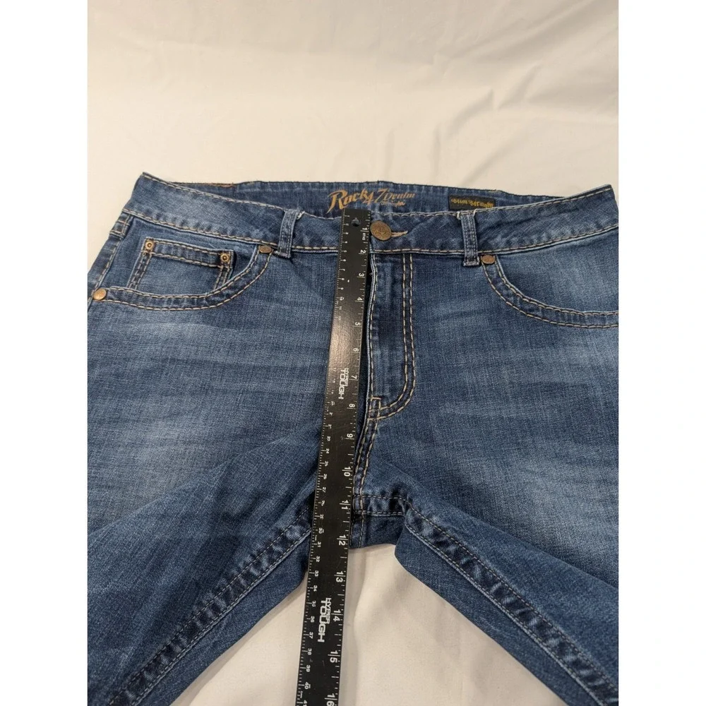 Wrangler Rock 47 Jeans Mens 38x30‎ Thick Stitch Heavy Blue Slim Straight Denim
